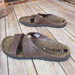 Merrell Around Town Slide leather sandals brown 8